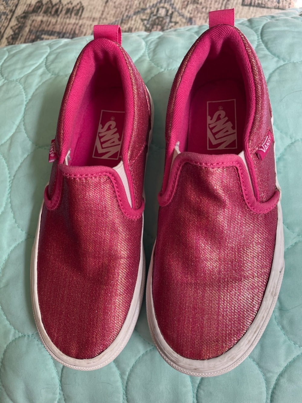 Vans Kids Slip-On Sneakers in Shimmering Hot Pink